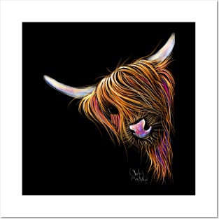 Scottish Hairy Highland Cow ' NooDLeS ' by SHiRLeY MacARTHuR Posters and Art